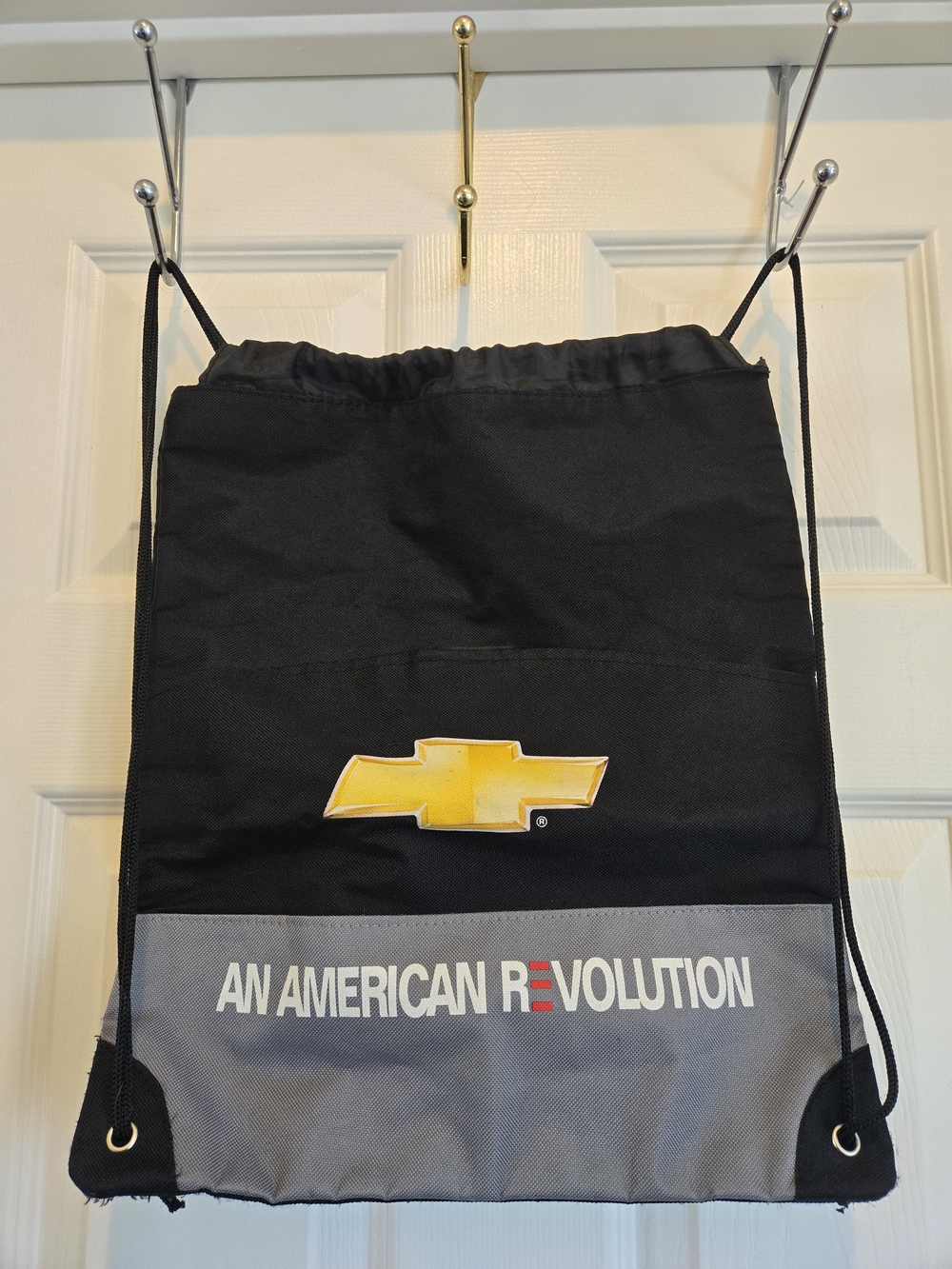 Chevrolet Black & Gray Drawstring Backpack with Iconic Yellow Symbol